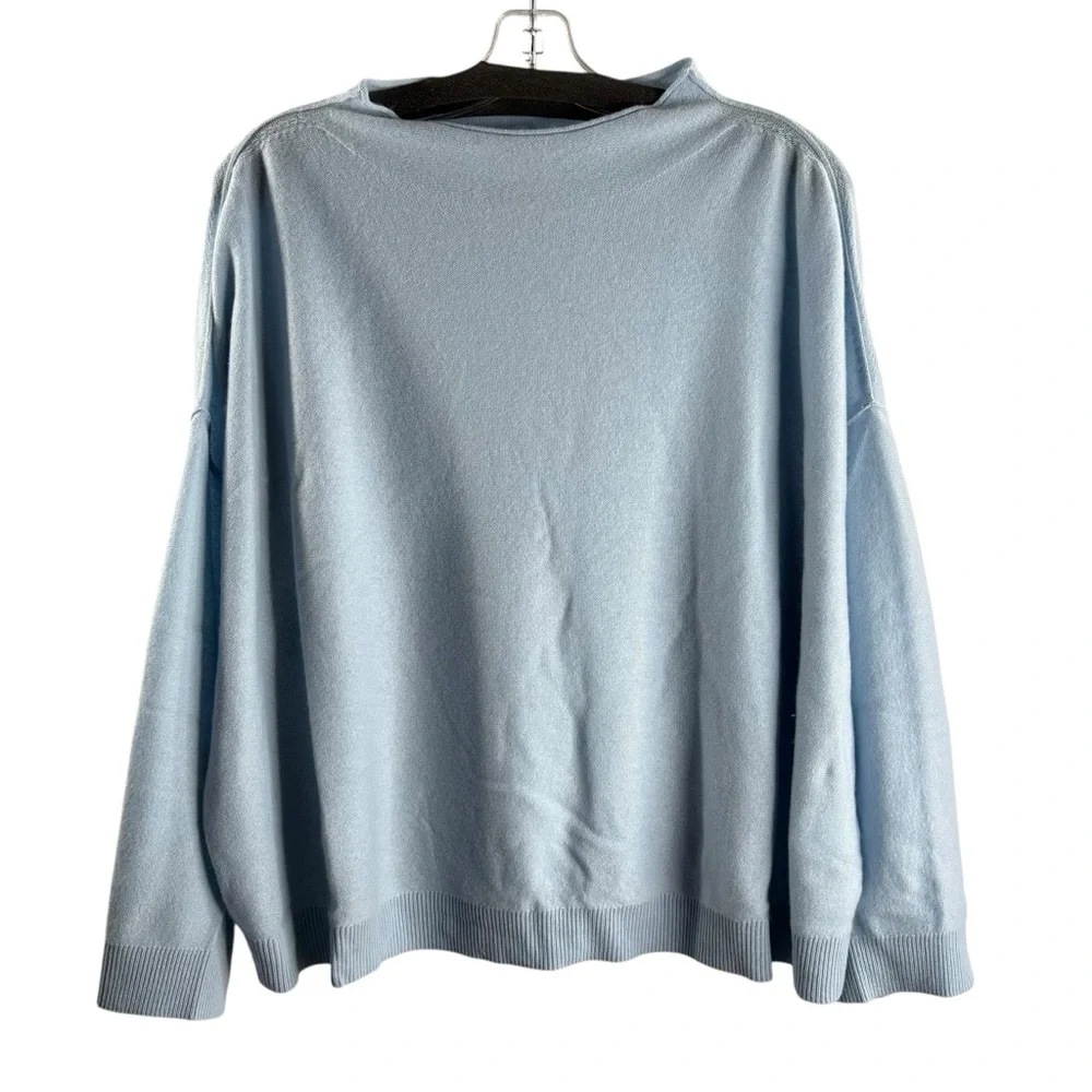 PILCRO SIZE 3X LIGHT BLUE LONG SLEEVE MOCK TURTLENECK CASHMERE SWEATER NWT - Picture 1 of 5